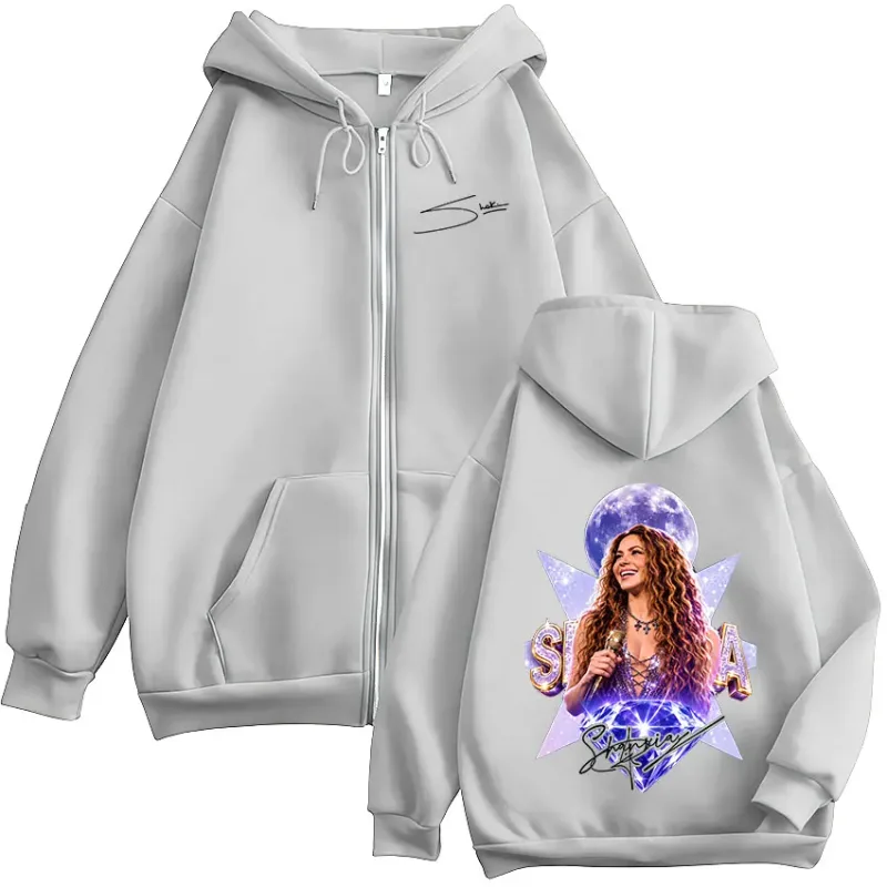 Cantora Shakira Las Mujeres Ya No Lloran World Tour Zipper Hoodies Homens Mulheres Moda Manga Longa Zip Up Moletom Com Capuz Jaqueta