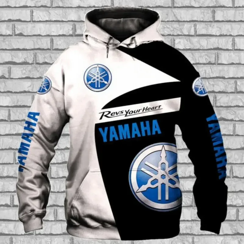 Yamaha men's 3D printed motorcycle hooded pullover shirt suitable for street wear and motorcycle riding — image 3