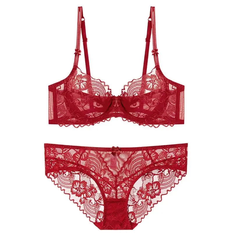 Victorian Lace Purple Underwear Set Soft Underwire Bralette Ultra Thin Anti-sagging Elegant Female Underwear Set