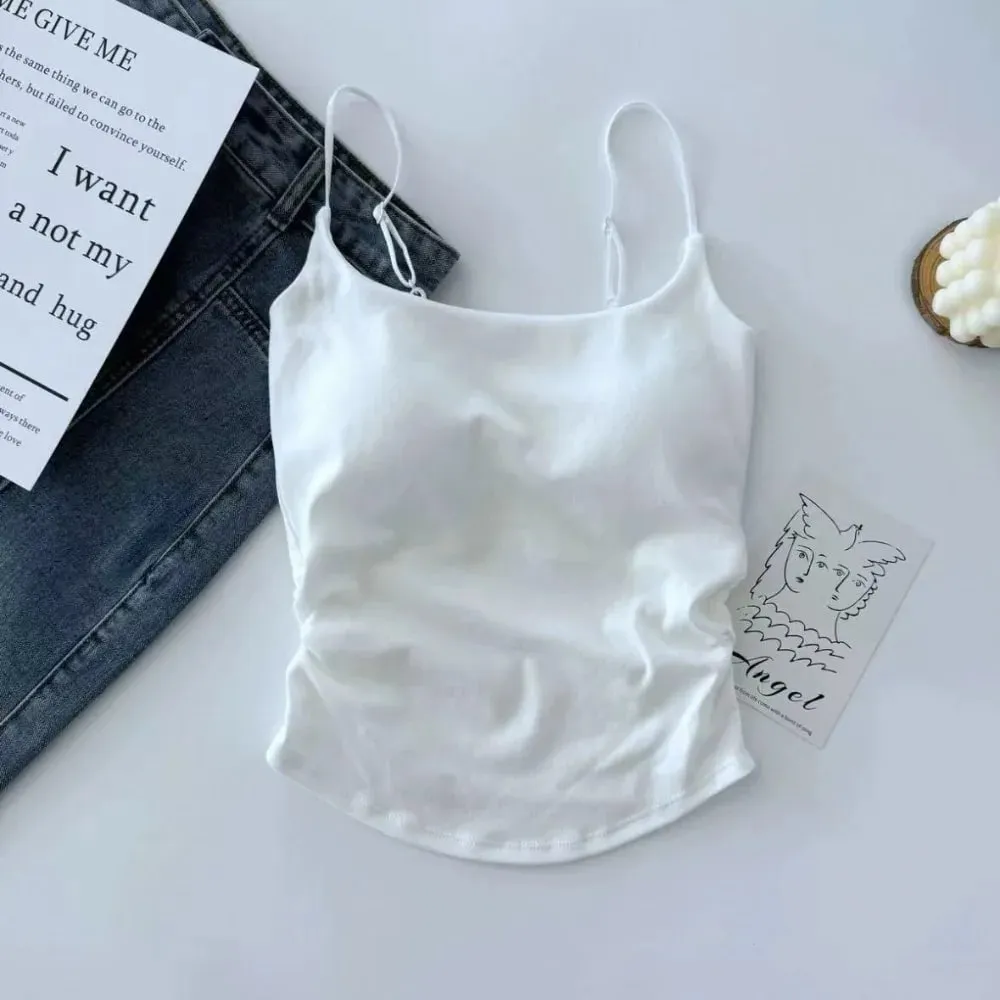 Simple Sleeveless Suspender Vest Slim Underwear Fitted Tops With Padded Cups Camisole Sports Activities — image 11