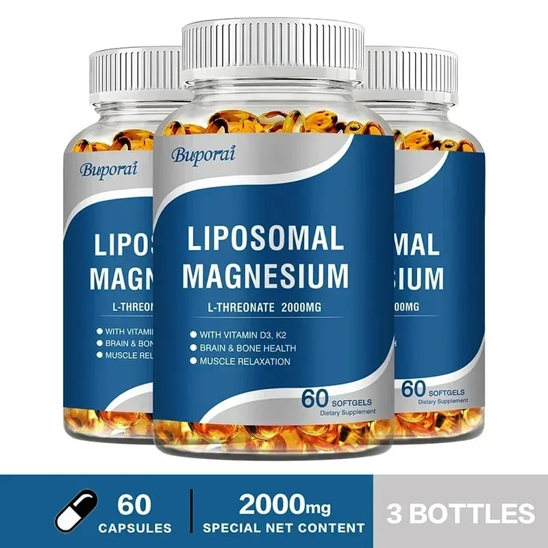 Liposomal Magnesium L-Threonate - Containing Vitamin D3 and K2 Supports Brain Bone Heart Muscle and Promotes Sleep