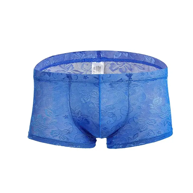 Men's Ice Silk Transparent Floral Lace Boxer Briefs Breathable Cool See-Through Underwear 5 Colors Available — image 5