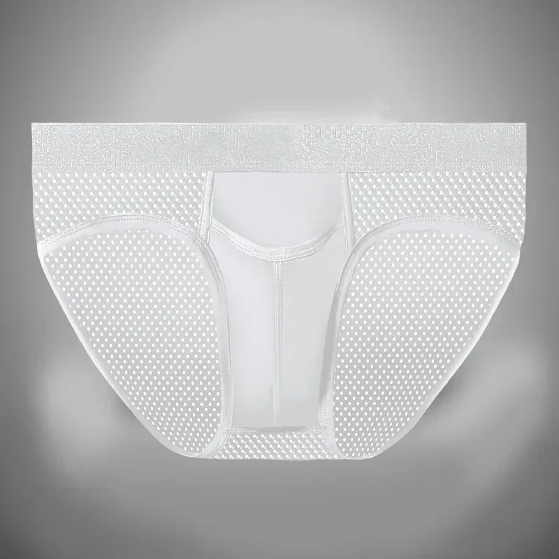 Calcinha de separação de bala masculina sexy u-convexo cuecas veia gelo seda escrotal aro esperma cordão shorts cabeças varicosas — image 4