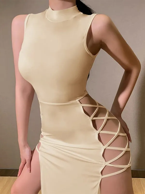 Elegante preto sem mangas bandagem vestido sexy para mulheres clube festa sem costas vestidos de tanque magro moda verão — image 10