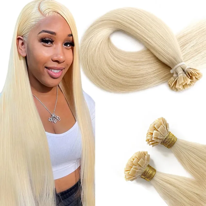 Human Hair Flat Tip Extension Remy Hair18-30inch Real Remy Silky Straight Black Brown Pre Bonded Keratin Fusion Hair