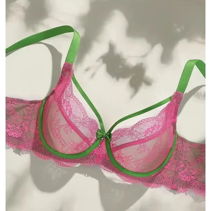 Sexy Minimizer Bra Set Full Cup Ultra Thin Lace Gathered Plus Size 34-42 Big Breast To Small Breast Support Comfort Lingerie — image 6