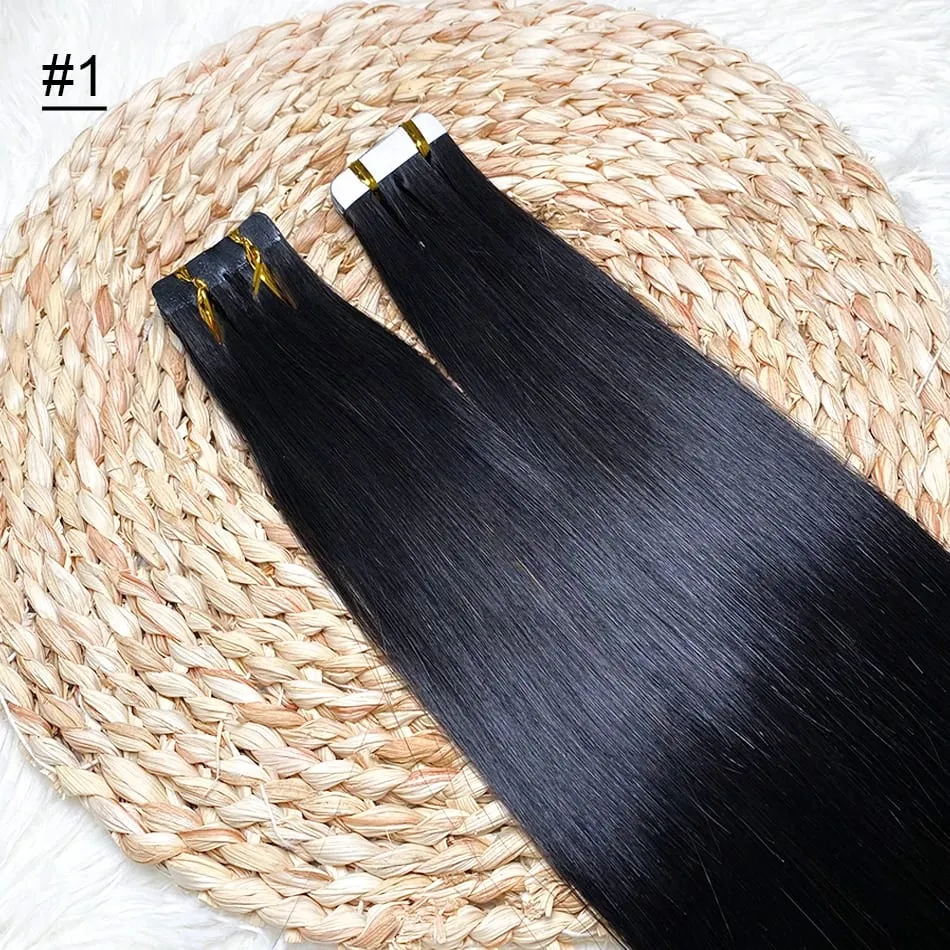 Blonde Seamless Tape in Hair Extensions Human Hair Skin Weft PU Tape on 20 PCS 18'-30' Length Easy Installation Hair Extensions