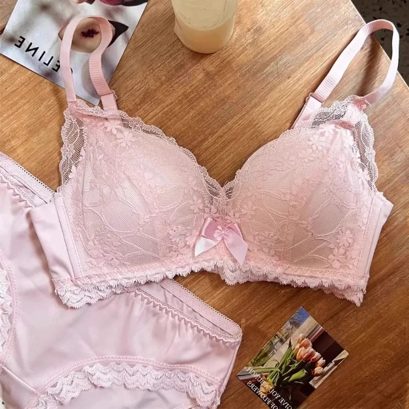 French Style Wireless Shaping Lingerie Set Push Up Lift Anti Sagging Lace Bra Luxury Comfort Support Ladies Daily Underwear — image 4