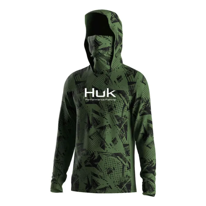 Camisa de pesca moletom com capuz para pesca uv roupas com capuz camisa de pesca roupas masculinas com capuz topo azul-verde — image 13