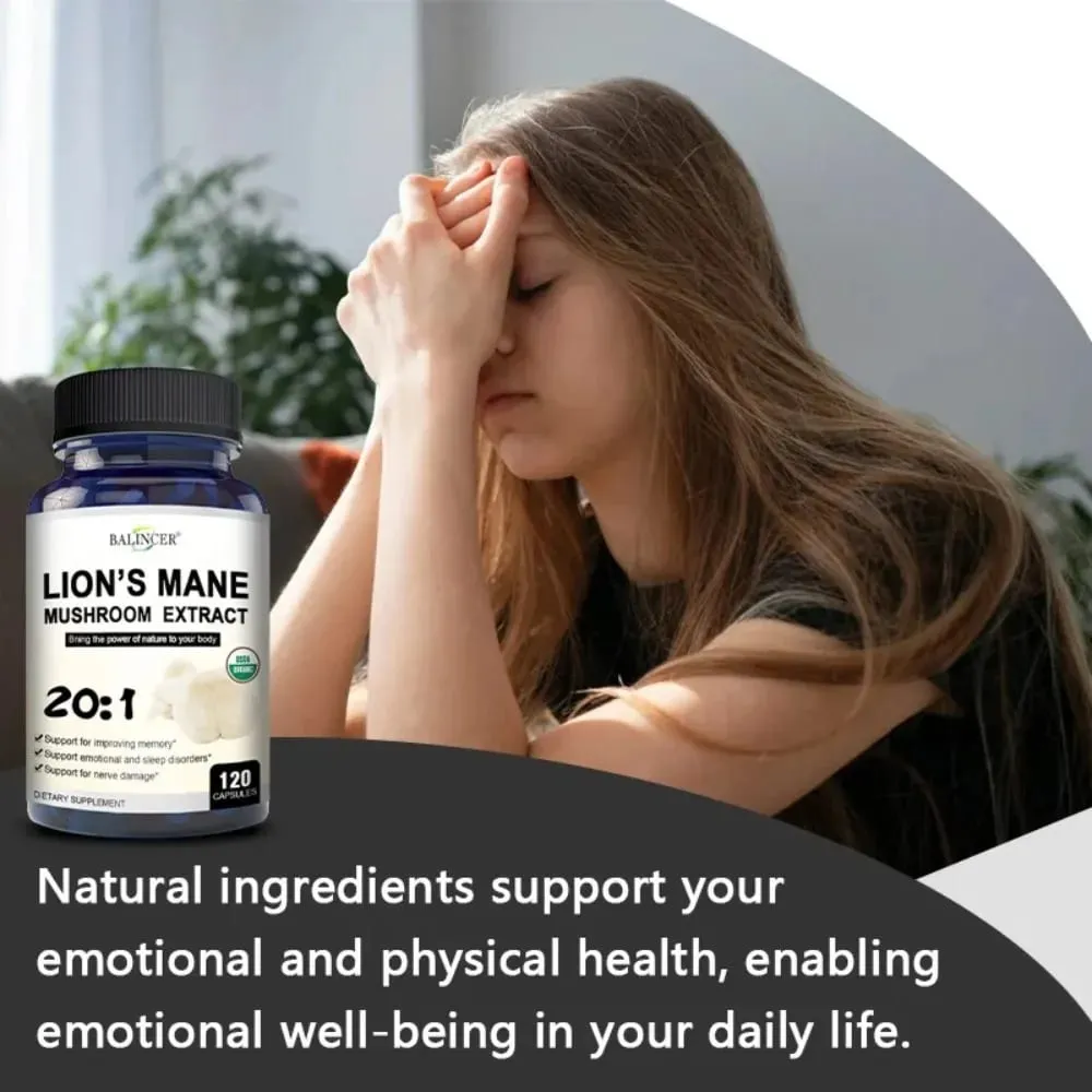 Lion's Mane Mushroom Capsules - Strengthens The Brain Memory and Cognition Improves Mood and Sleep Quality Supplements — image 4