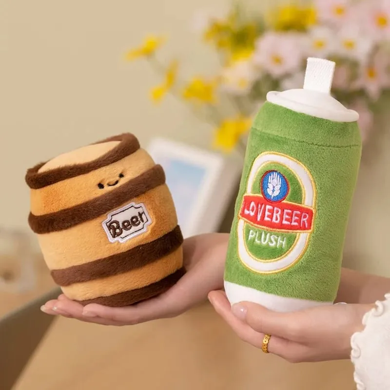 11~19cm Cute Beer Glass Bottle Drink Can Beer Barrel Plush Pillow Stuffed Kawaii Humanoid Plushie Party Prop Man Gift — image 4