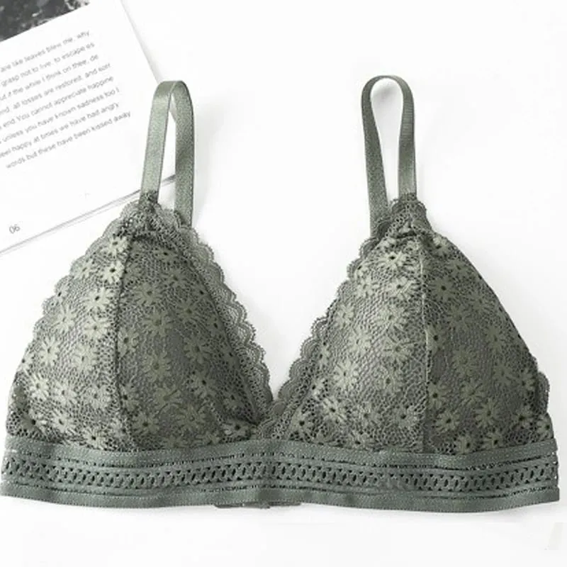 Lace Back Women Bra Set Without Steel Rims French Triangular Cup Comfortable Chest Covering Stretchable Skin Friendly Underwear — image 16