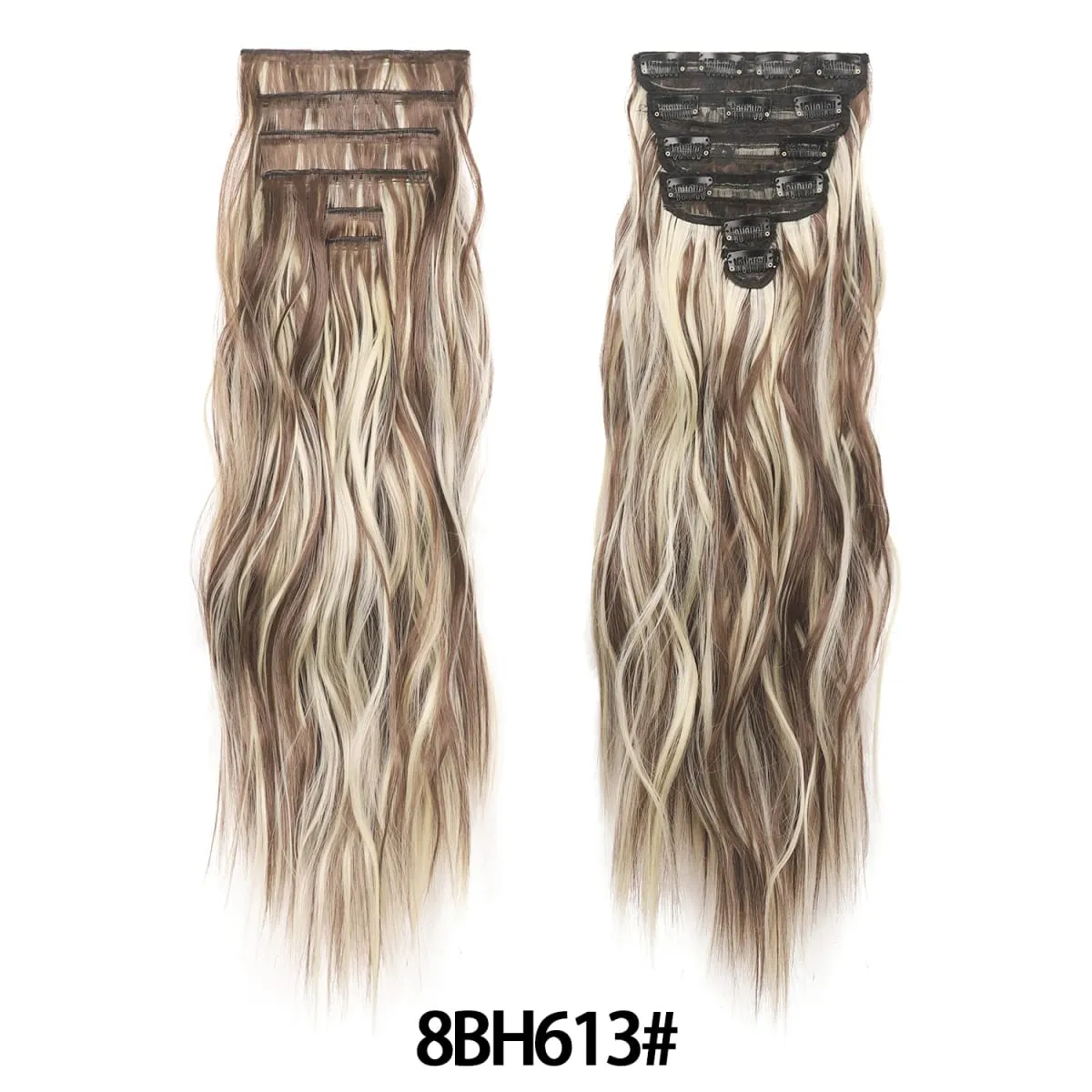 Clip in Hair Extensions 6PCS Thick Synthetic Hair Long Beach Waves hair Invisible Lace Weft Natural Soft Hairpieces for Women