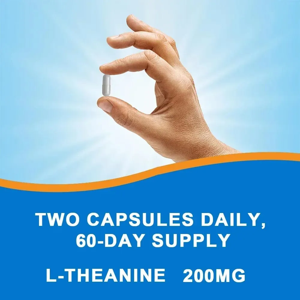 L-Theanine 200 Mg Extra Strength Theanine Supplement – Fokus och avslappningsstöd Förbättrad sömn, icke-GMO och glutenfri — image 6