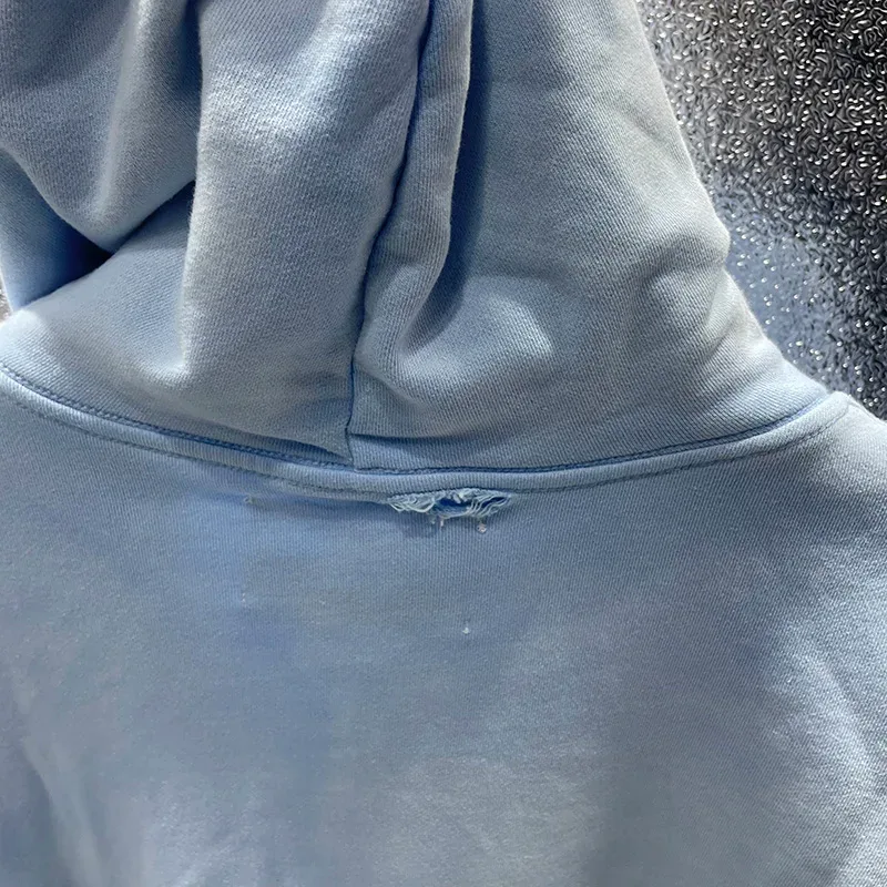 Washed Blue PALY Hoodies Men Woman Vintage Damaged Hole Old Casual High Quality Hip Hop Fashion Zipper Sweatshirts — image 26