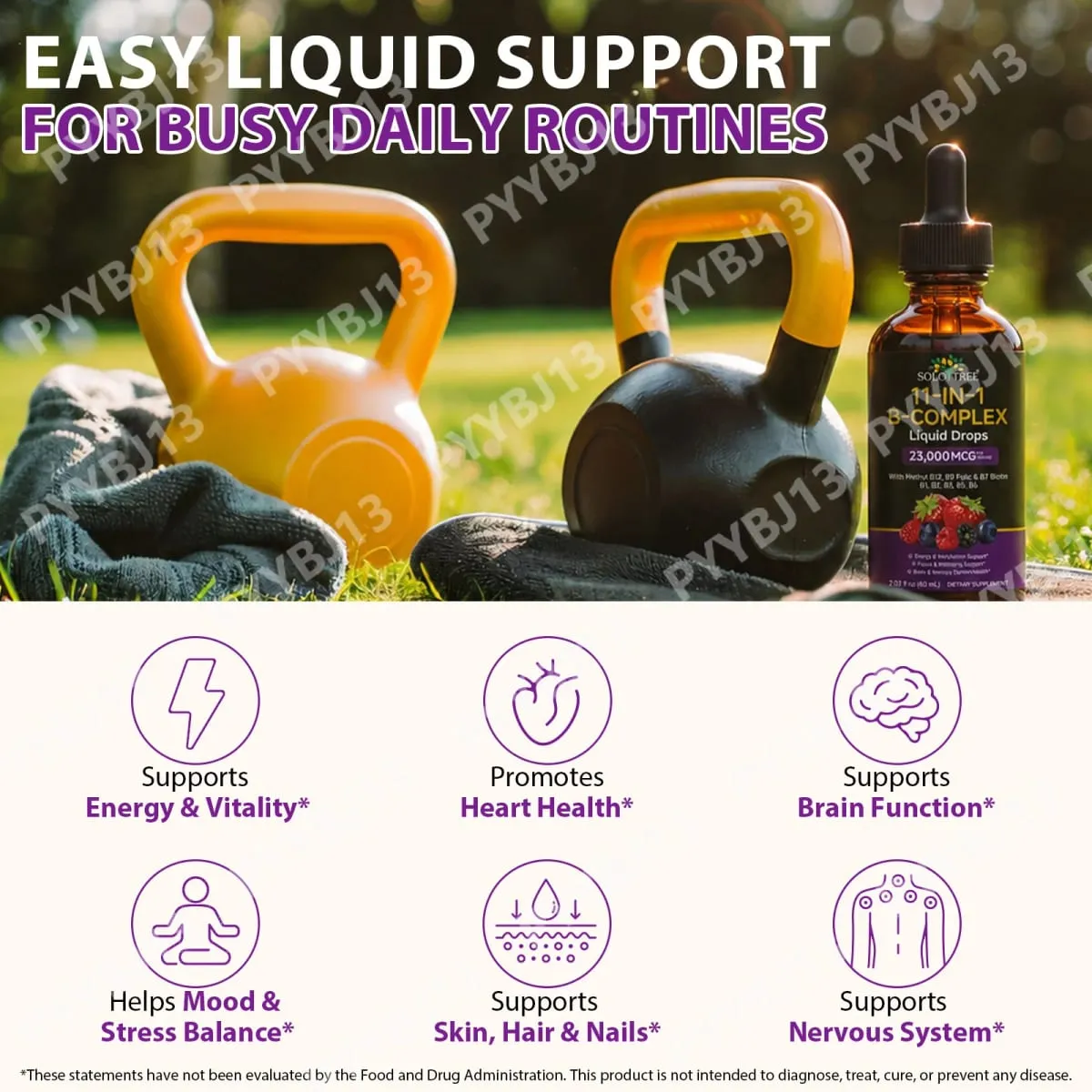 11 em 1 gotas de complexo de vitamina B 23000mcg suplemento líquido oral de vitamina B para suporte diário de energia e bem-estar 30 ml — image 2