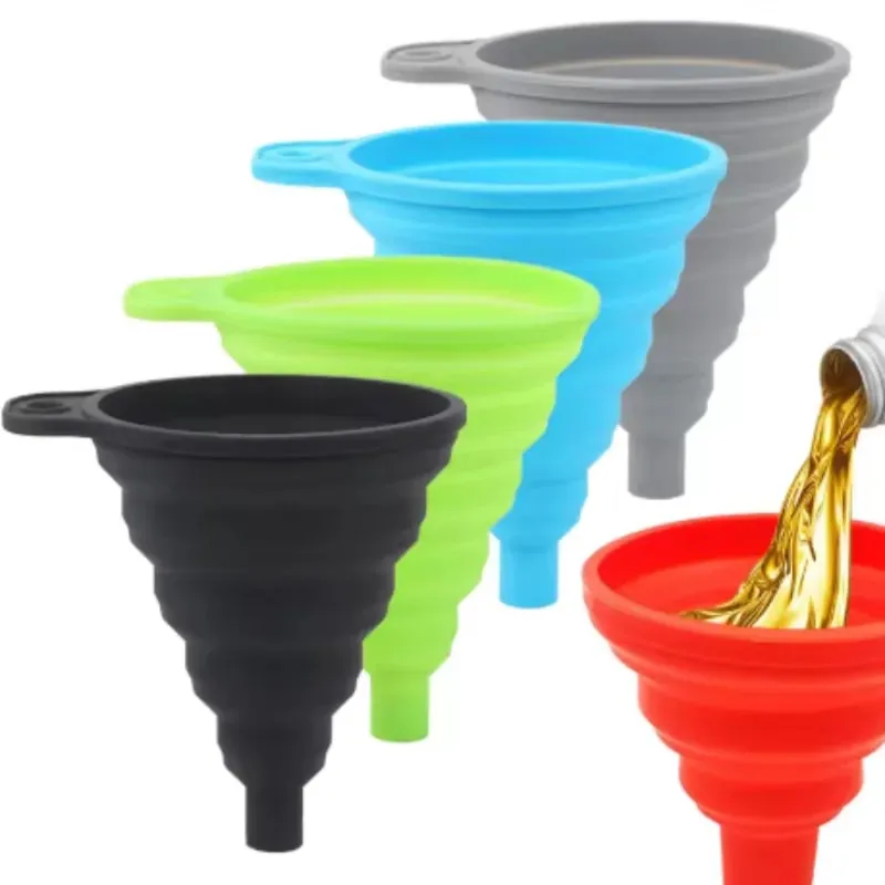 1/3/5/10 pcs S L Folding Silicone Funnel for Filling Bottles Kitchen Silicone Funnel Collapsible Kitchen Gadgets Oil Filler — image 5