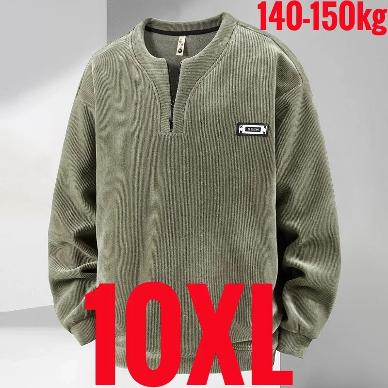 Extra Big Size Men's Sweatshirt Half Zip Pullover Corduroy Fleece Plus Large 6xl 7xl 8xl 9xl 10xl Autumn Winter Warm Casual Top — image 32