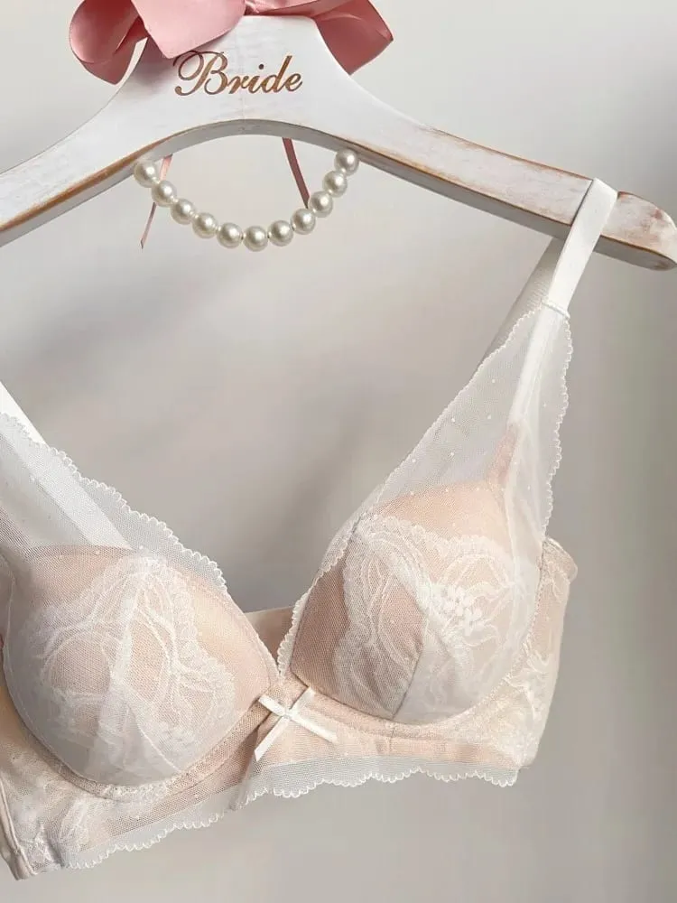 French Style Soft Lace Wireless Bra Set Women Push Up Small Breast Lift Full Cup Sexy Adjustable Comfort Lingerie Set Daily Wear — image 6