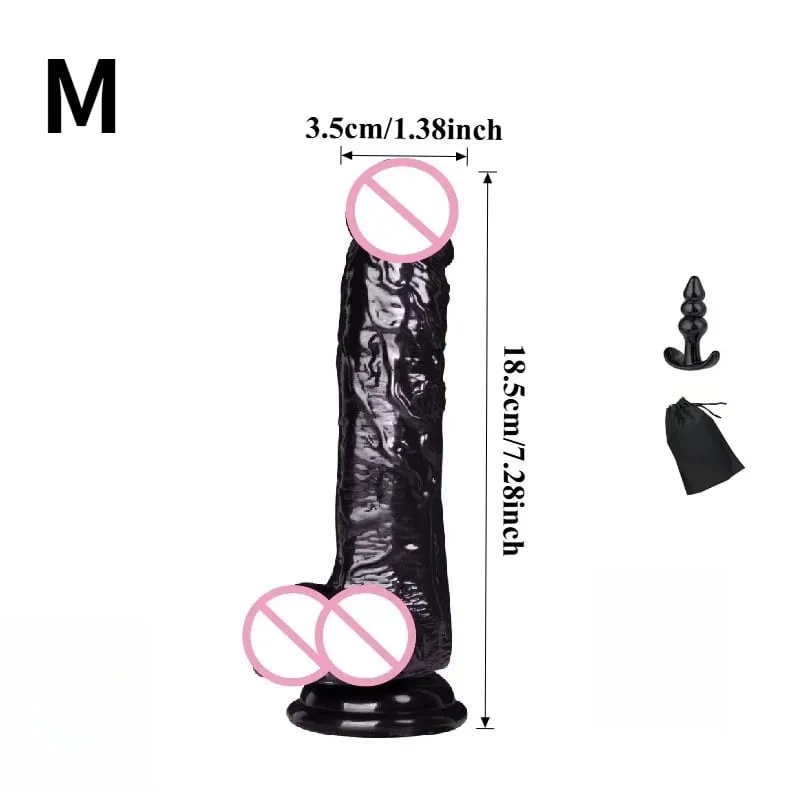 Su geçirmez Gerçekçi Siyah Yapay Penis Masturbators Anal Eşcinsel Yumuşak Klitoris Vajinal Masaj Penis Vantuz Dick Seks Oyuncakları Kadınlar için — image 9