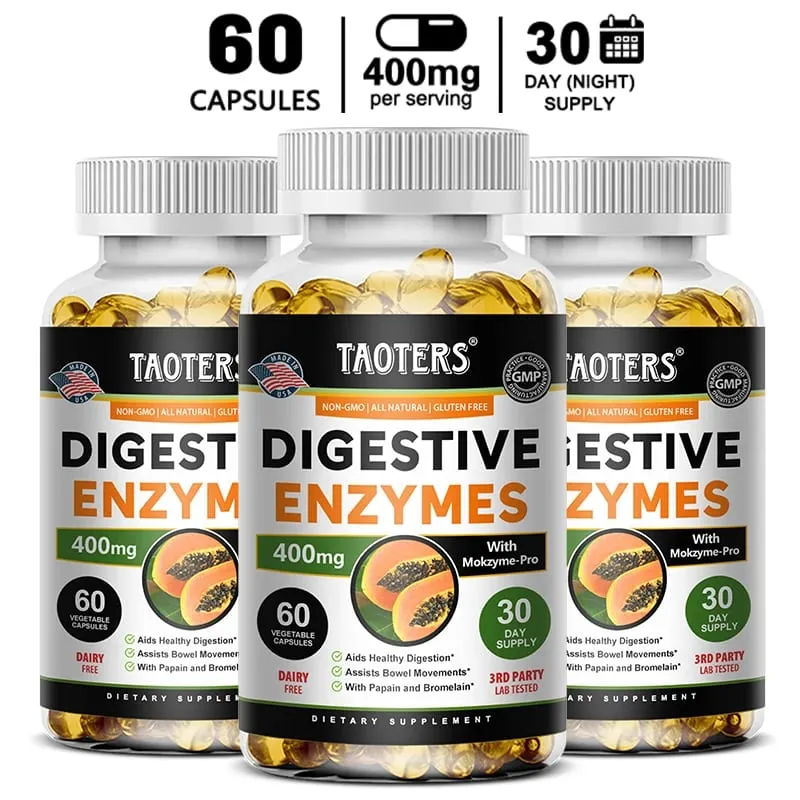 Suplemento de enzimas digestivas Cápsulas de enzimas digestivas para adultos, suporte benéfico do sistema imunológico para bactérias e digestão saudável
