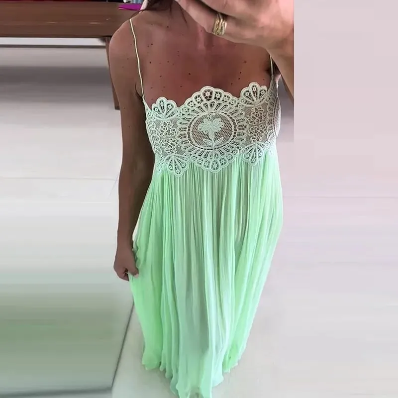 Sexy Women's Pleated Patchwork Mini Dress Halter Hollow Backless Ribbon Blue A-line Dresses 2026 Summer Beach Vacation Vestidos — image 5