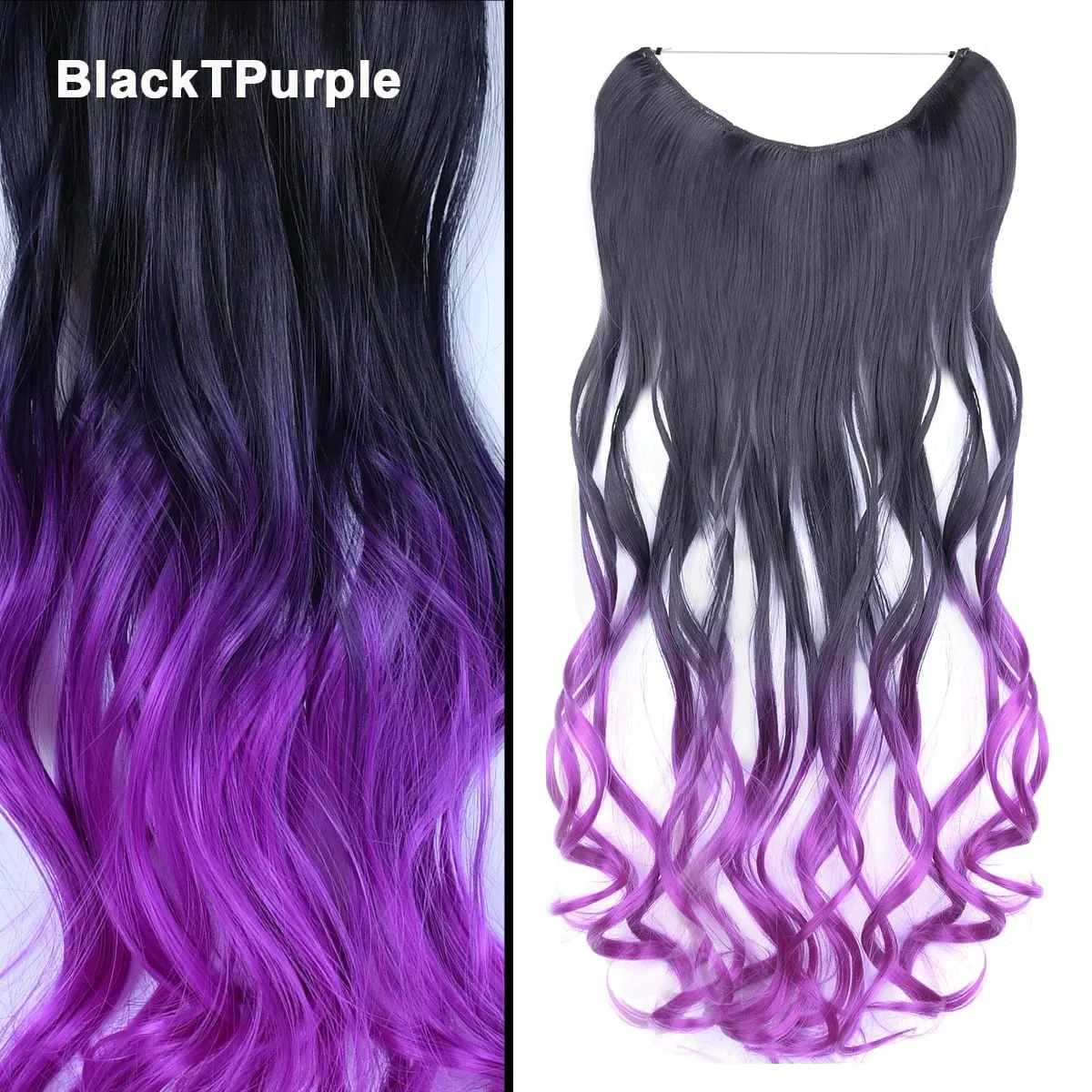 Jeedou Wavy Hair Extension Elasticity Invisible Wire Fish Line One Piece No Clips Synthetic Hairpieces Ombre Color For Ladies — image 39