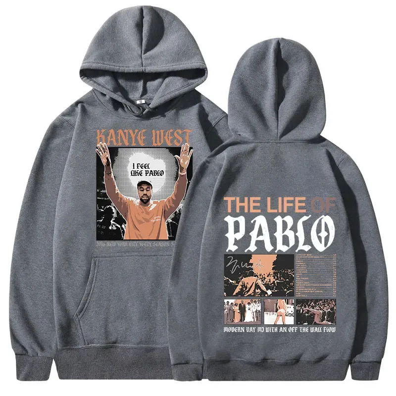Rapper Kanye West Impressão gráfica Hoodies A VIDA DE PABLO Moletom Com Capuz Homens Mulheres Hip Hop Moda Vintage Oversized Moletons