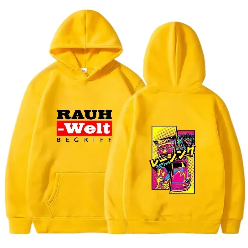 Felpa con cappuccio Rauh Welt Car Widebody Tuning JDM Racing Pop Art Comic Estetica Felpa casual oversize nera a maniche lunghe