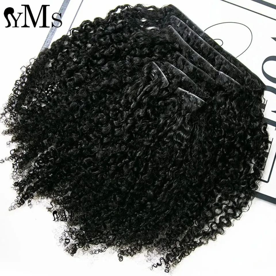 Curly Invisible Clip In Extension Human Hair YMS Invisible PU Seamless Lao Kinky Curly Clip Ins Injected Clip Ins Weft For Woman — image 6