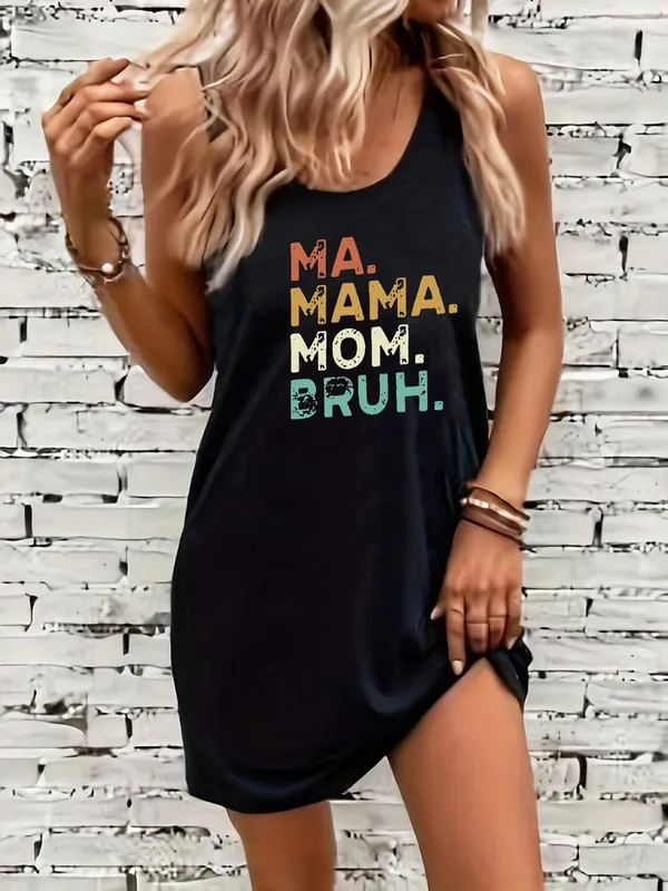 Mulheres verão sem mangas vestido regata sexy feminino verão solto sem mangas curto mini vestido com impressão preta — image 11