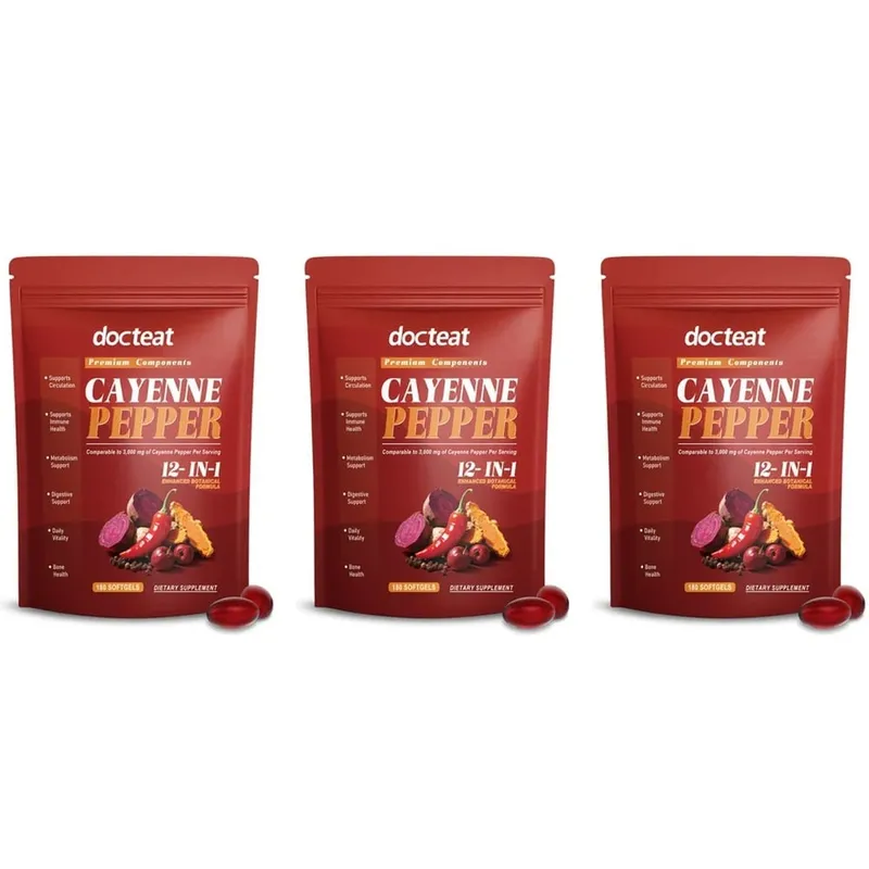 Docteat Cayenne Pepper 12-in-1 Softgels Immune Health and Bone Support with Berberine and Black Pepper Extract 180 Softgels — image 9