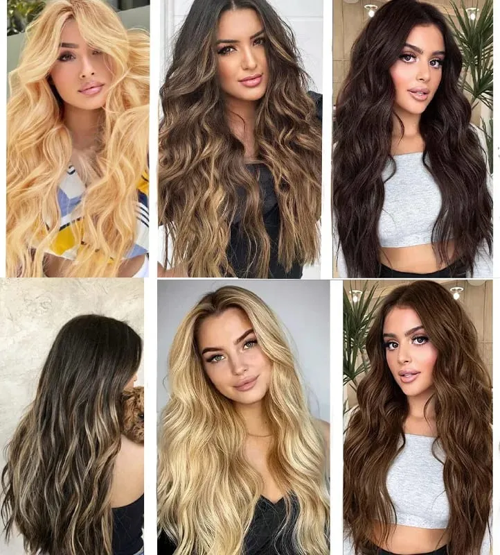 Synthetic 18Inch 16Clips Long Curly Hair Extension Heat Resistant Hair Extension Clips In Ombre Black Brown Blond Women Cosplay — image 7
