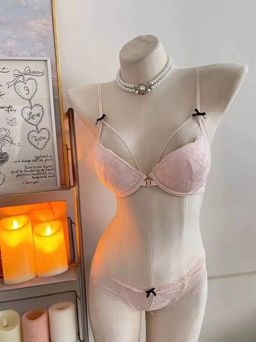 Minimal Coquette Lace Front Clasp Bra & Set Wirefree Thin Straps Beauty Back Side Wrap Support Small Bust Curvy Light Intimates — image 11