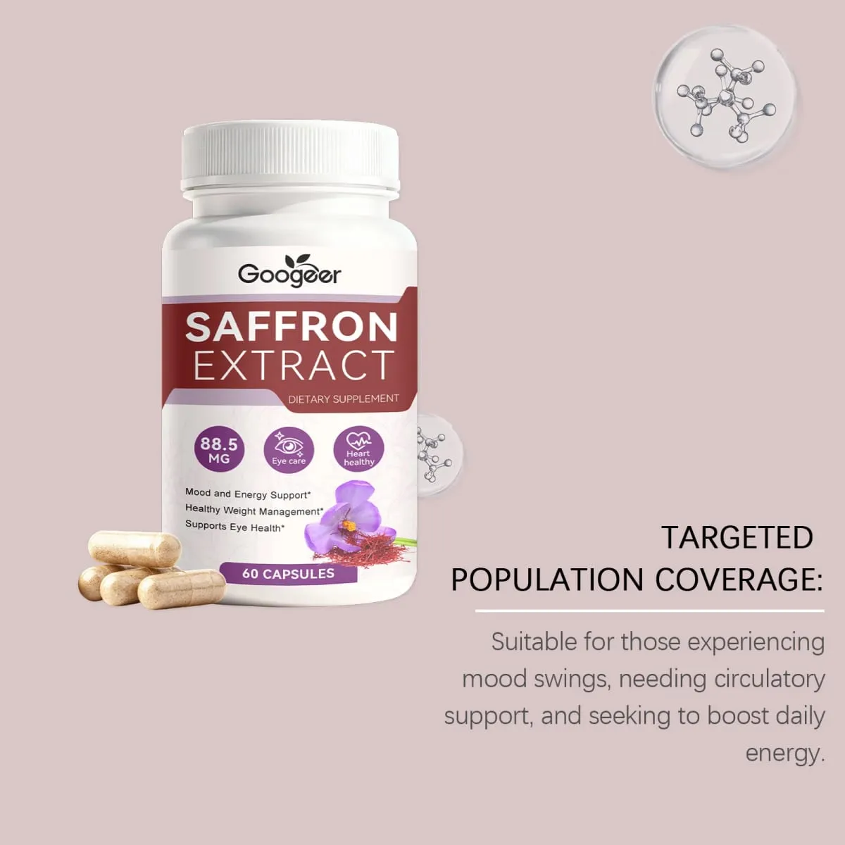 Saffron Extract Capsules – Standardized To 3% Crocin – Supports Eye Health & Healthy Mood – 60 Veggie Capsules — image 4