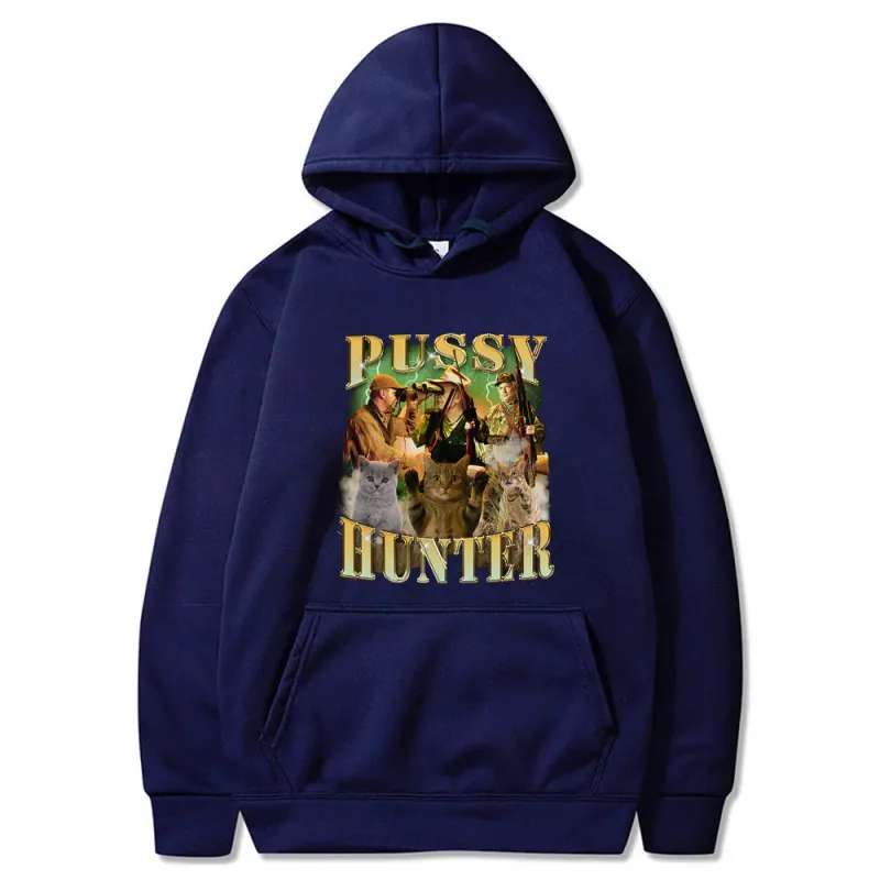 Pussy Hunter Funny Meme Cat Hoodies Men Women Casual Clothing Fashion Vintage Long Sleeve Oversized Style Streetwear Funny Wears — image 6