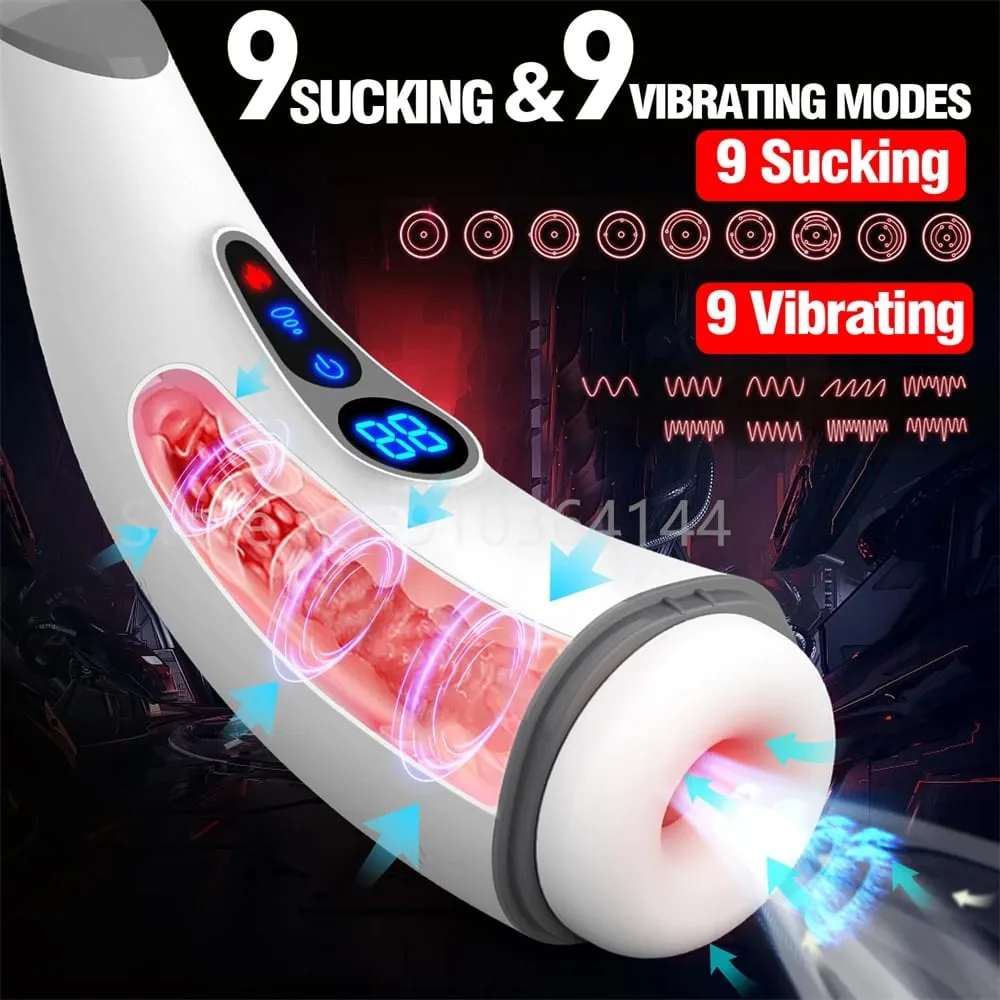 Automático poderoso sucção telescópica masculino masturbador copo inteligente aquecimento vibração máquina de boquete orgasmo adulto brinquedos sexuais para homem — image 1