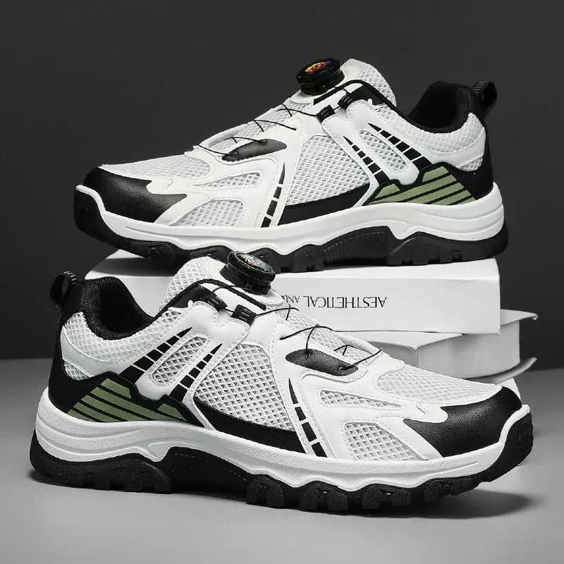 Men's breathable casual sneakers summer soft sole non-slip outdoor running shoes classic Rotating shoelaces light sports shoes