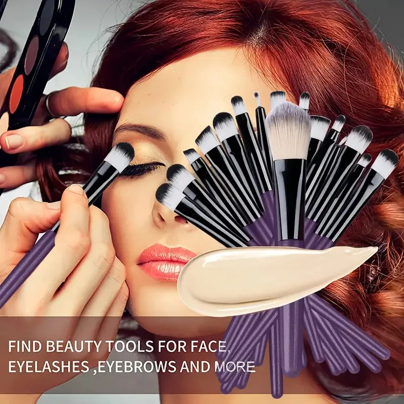 20Pcs Makeup Brushes Set Eyeliner Blending Cheeks Eye Cosmetic Foundation Brush with Makeup Sponge — image 5