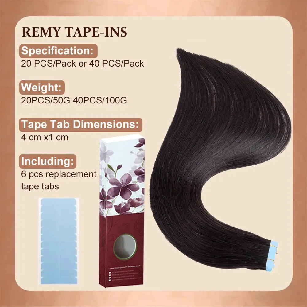 Fita reta em extensões de cabelo humano 16-26 polegadas 100% natural fita adesiva invisível real ins para mulher — image 3