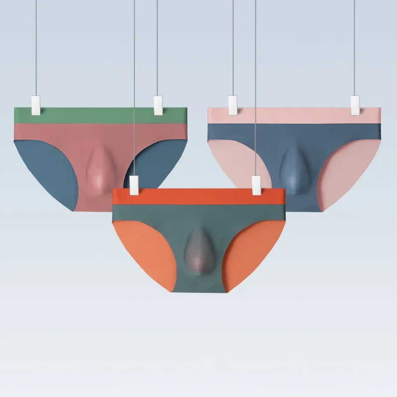 Roupa interior sem costura de seda gelo masculina 3d perfuração triângulo shorts verão cuecas finas meninos shorts esportivos 3256808552917215 — image 3