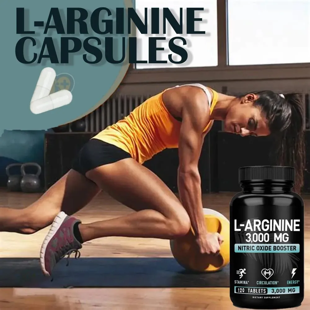 L Arginine 3000mg Capsules - 120 Capsules Nitric Oxide Supplement for Sport Muscle and Energy - L-Arginine Nitric Oxide Booster — image 2