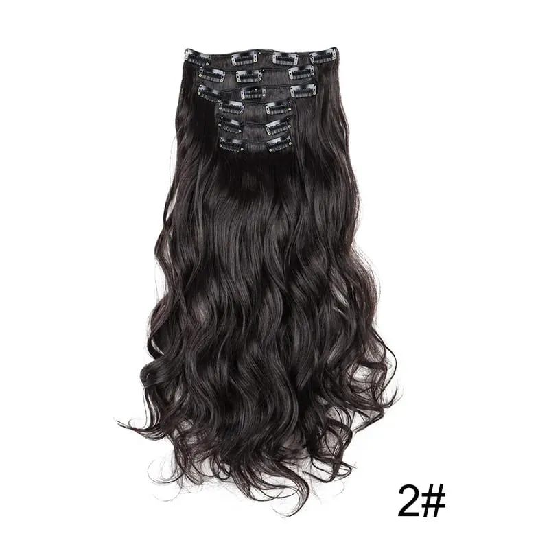 22Inch Synthetic 6pcs/set Long Curly Hair Extension Thick Soft Hairpiece for Short Hairline Coverage for Women Daily Use — image 9