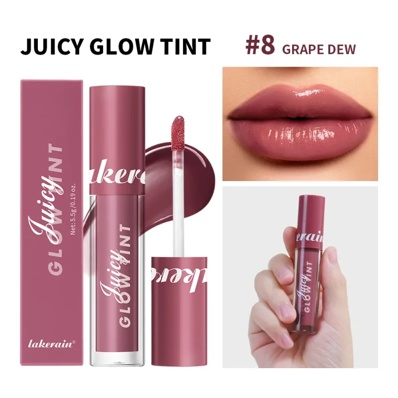 Juteux lueur teinte pour les lèvres miroir brillant à lèvres hydratant en profondeur longue durée rosée hydratant Non collant haute brillance teinté maquillage pour les lèvres