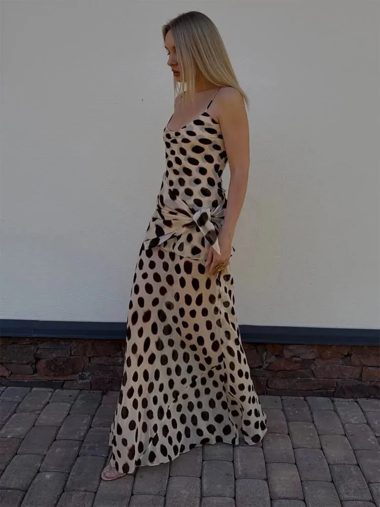 Retro Polka Dot Sling Maxi Dress Woman Sexy U-neck Sleeveless Waist-cinching Bodycon Dresses 2026 Summer Party Vacation Robes — image 6