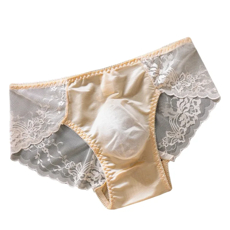 Män Spetstrosor Seamless Ice Silk Trosor Underkläder 3D Bulge Pouch Låg midja Gay Trosor — image 14