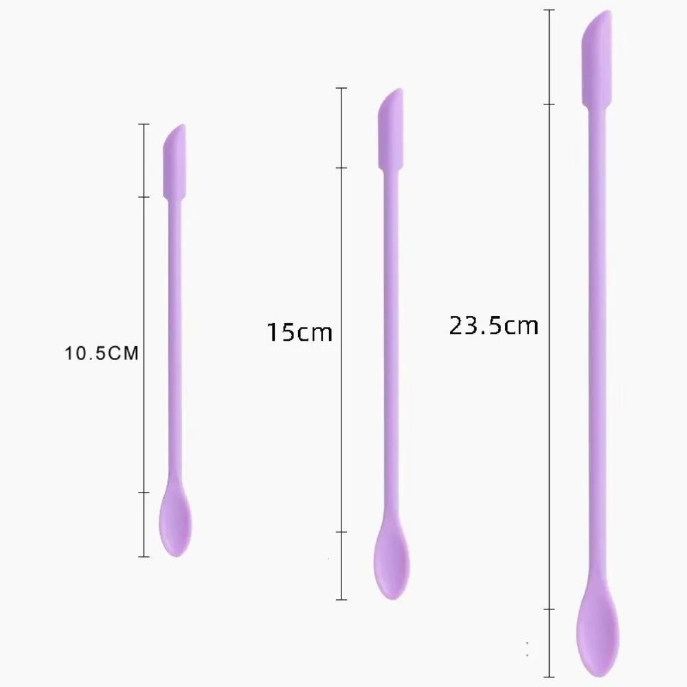 3pcs Portable Mini Silicone Scraper Double-head Soft Cosmetic Digging Spoon Lengthened Jam Scraping Spoons Makeup Brushes Set — image 5