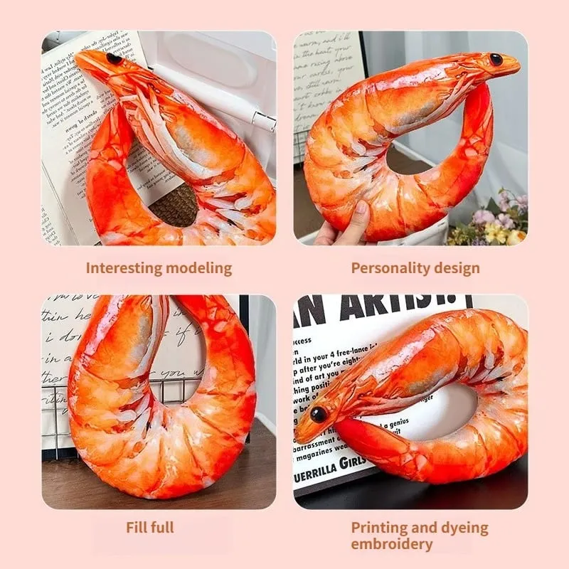 Real‑Printed Braised Prawn Plush Pillow Soft Stuffed Shrimp Cushion Funny Novelty Toy Home Decor Holiday Gift — image 6