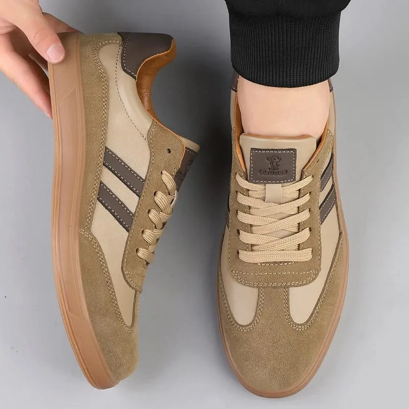 High Quality Leather Sneakers Men Trainers Classic Casual Sports Shoes Man Flat Sneakers Outdoor Non-slip Men's Skateboard Shoes — image 4