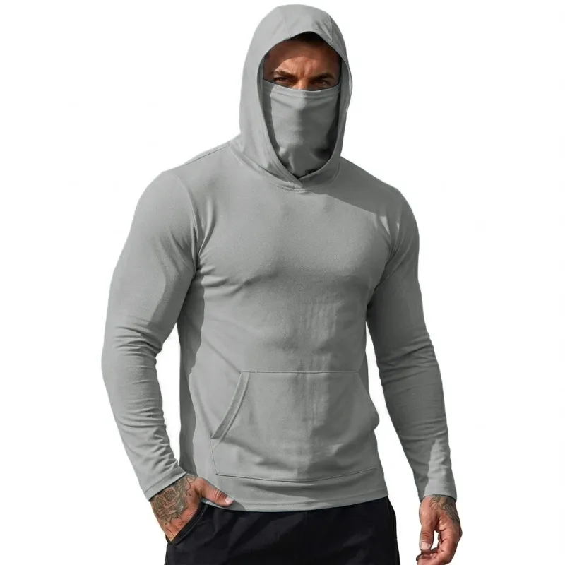Camiseta masculina com capuz, proteção solar, secagem rápida, manga comprida, leve, top de desempenho para caminhadas ao ar livre, uso solar — image 4